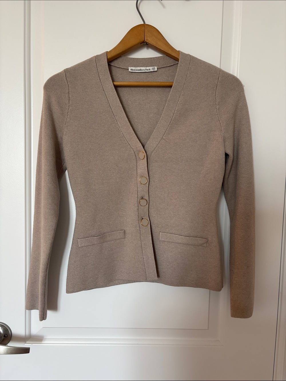 Abercrombie & Fitch Taupe Button-Front V-Neck Cardigan